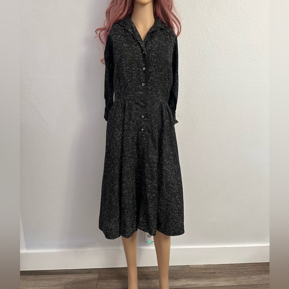 Vintage 1940s Dress Carl Naftal Originals Calif. Speckled  Dress Gem Buttons